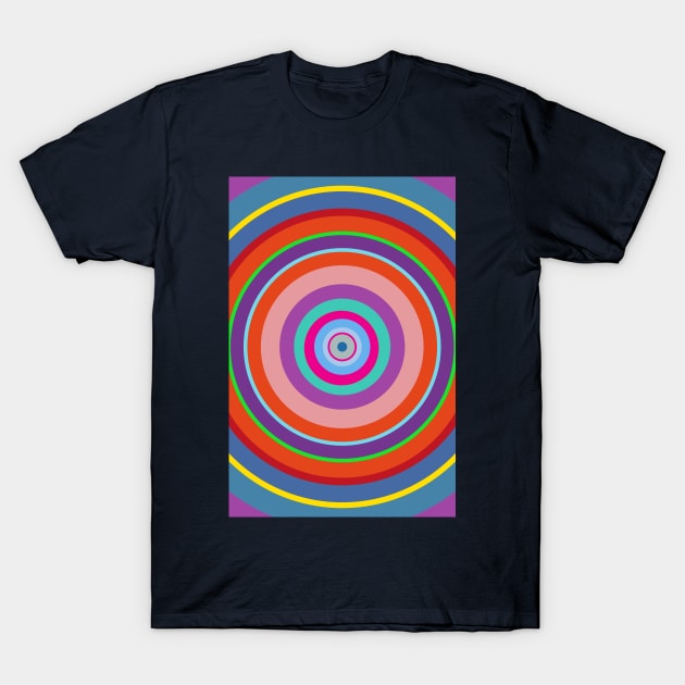 concentric circles colorful vintage 1969s design T-Shirt by oknoki